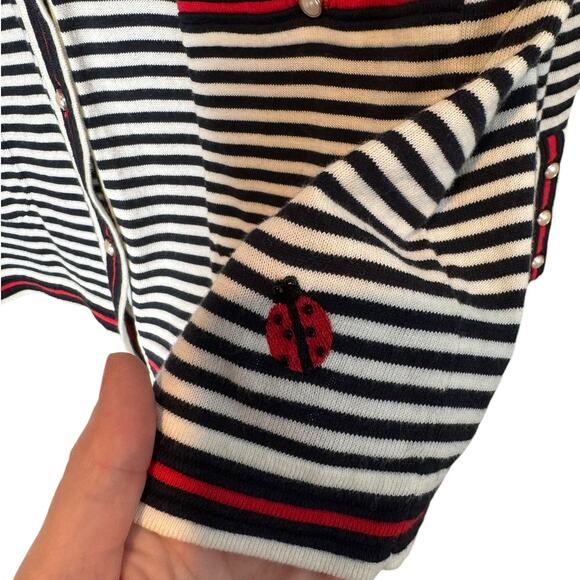 Talbots the Oprah Magazine Collection Embroidered Striped Cardigan Black Large - Picture 6 of 8